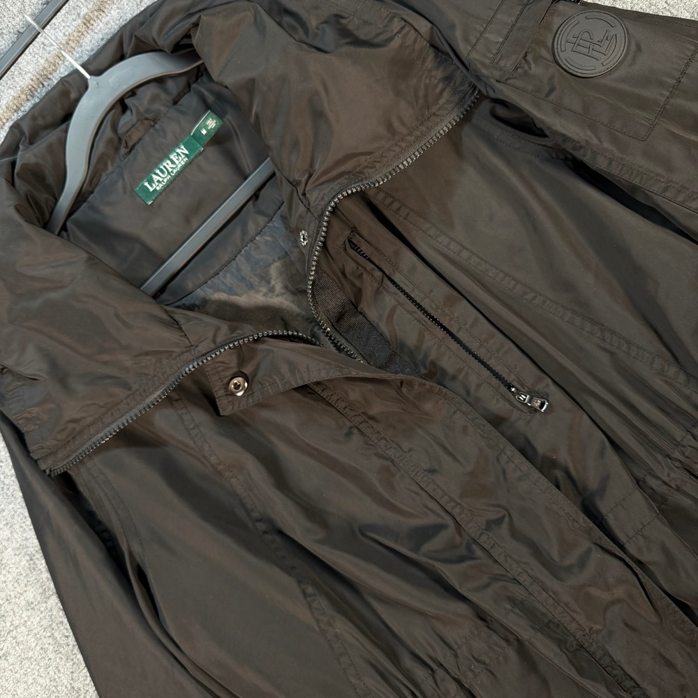 Lauren Ralph Lauren Womens Black Utility Jacket Stowaway Hood Parka M